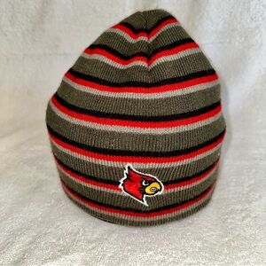 Vintage Louisville Cardinals Beanie Hat Striped Knit Winter Cap NCAA Collegiate